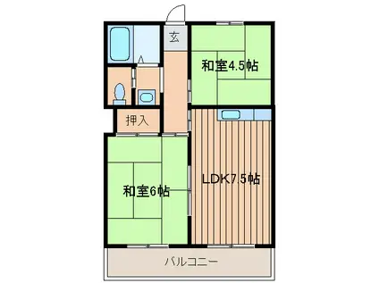 BRUMEつかさ(2DK/3階)の間取り写真