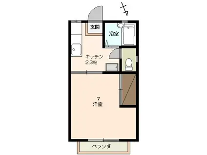 サザンヒル(1K/2階)の間取り写真