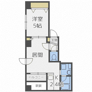 フェニックス円山(1LDK/2階)の間取り写真