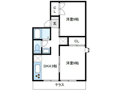 エントピア嶋崎A(2DK/1階)の間取り写真