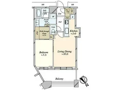 芝浦アイランド ケープタワー(1LDK/19階)の間取り写真