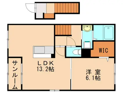 フェリオーネ(1LDK/2階)の間取り写真