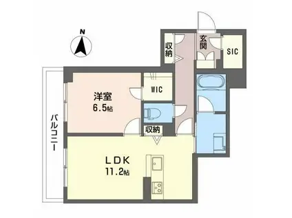 シャーメゾン 畝傍駅前(1LDK/2階)の間取り写真
