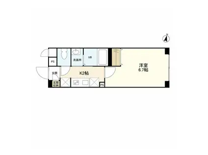 ウェルスクエアイズム明大前(1K/3階)の間取り写真