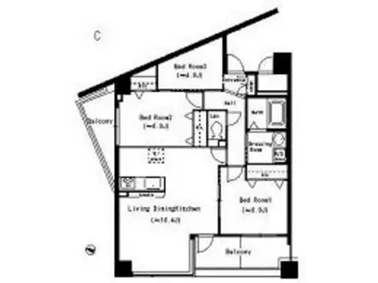 YS COURT三保(3LDK/3階)の間取り写真