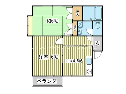 パールハイム(2DK/1階)の間取り写真