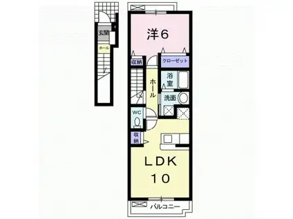 カルム・シェソワII(1LDK/2階)の間取り写真