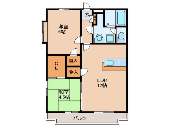 パストラールII(2LDK/4階)の間取り写真