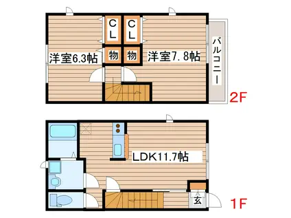 レトア・ケサミール(2LDK/1階)の間取り写真