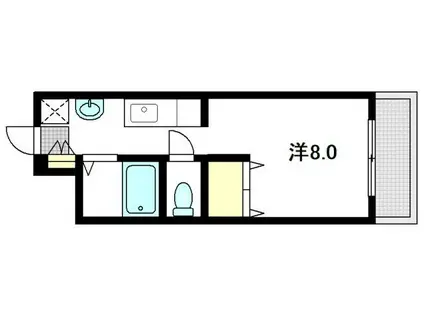 ゼフィルI(1K/1階)の間取り写真