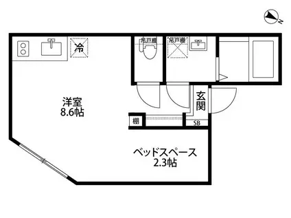 オークレスト下目黒(ワンルーム/2階)の間取り写真