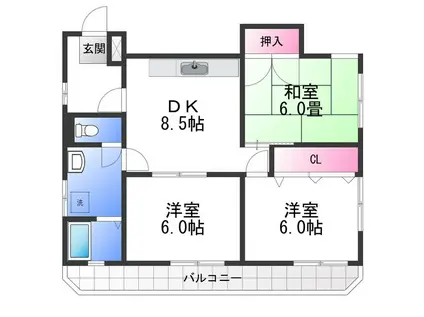 サンパティーク条南(3DK/2階)の間取り写真