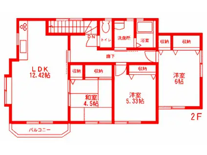 メゾンカワイ第9(3LDK/2階)の間取り写真