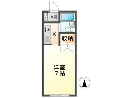 シャトルコーポ原田(1K/3階)の間取り写真