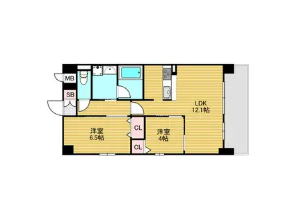 ザ・ロイヤル(2LDK/4階)の間取り写真