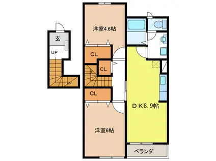 プレジオ21(2DK/2階)の間取り写真