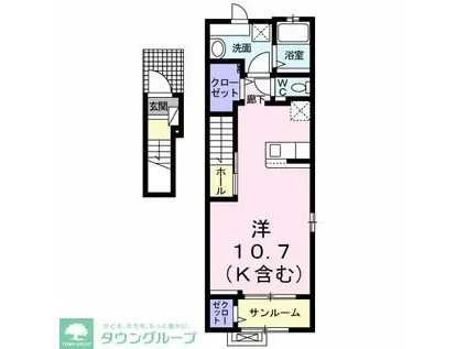 エスポワールK.S.II(ワンルーム/2階)の間取り写真