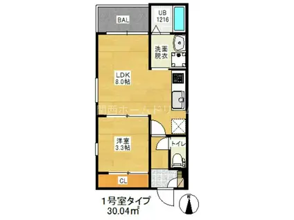 REGALEST門真(1LDK/2階)の間取り写真