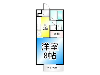 レピュート徳間(1K/2階)の間取り写真