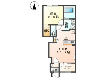 ブランシュフルールK2(1LDK/1階)の間取り写真