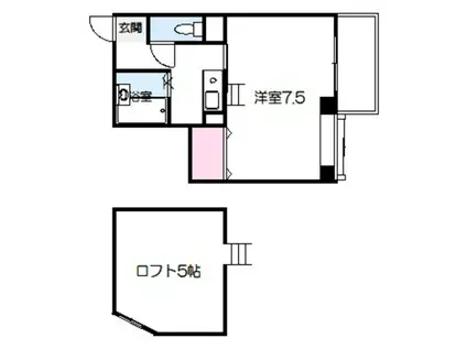 カルムIV(1K/6階)の間取り写真