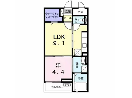 グレイスフル(1LDK/2階)の間取り写真