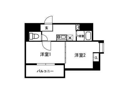 エスコート代田橋(2K/9階)の間取り写真