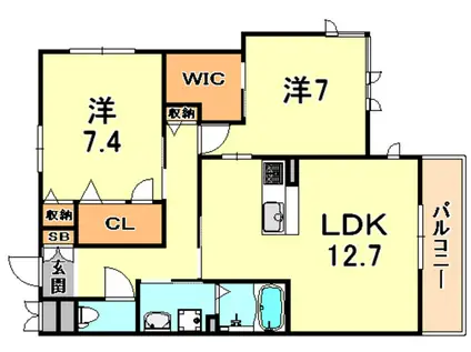 ベレオ天城(2LDK/2階)の間取り写真