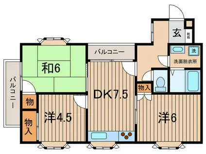 サンウォークヒルズ森崎 103(3DK/1階)の間取り写真