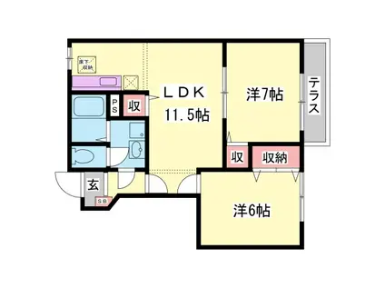 ベルク・エム(2LDK/1階)の間取り写真