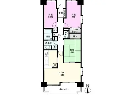 エスポワール与野 II(3LDK/1階)の間取り写真
