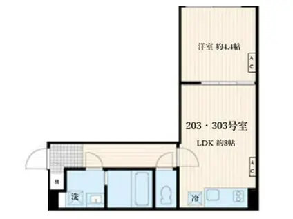 SKULD神楽坂(1LDK/2階)の間取り写真