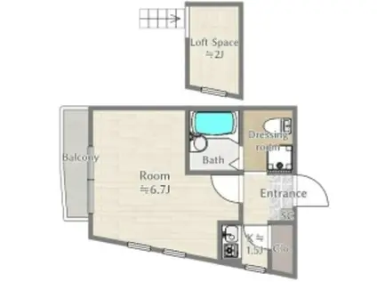 アムハウス田無II(1K/2階)の間取り写真