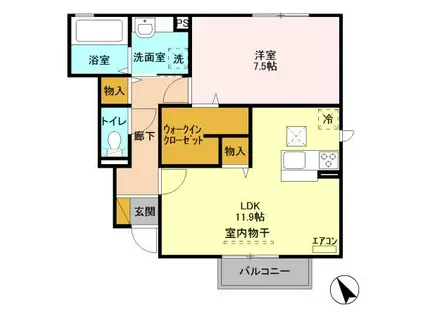 OWEN STANLEY A(1LDK/1階)の間取り写真