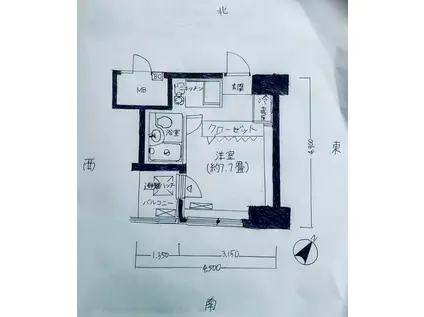 パークノヴァ巣鴨(ワンルーム/8階)の間取り写真