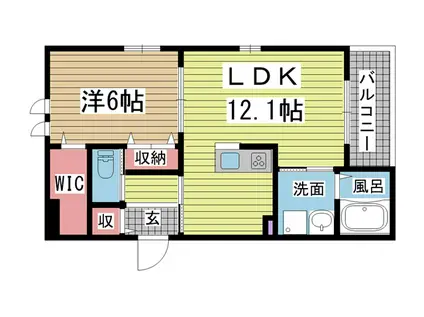コモド平野(1LDK/3階)の間取り写真