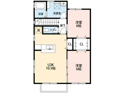 エタニティPART VIII(2LDK/2階)の間取り写真