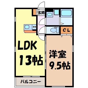 グランレーヴ大曽根II(1LDK/3階)の間取り写真