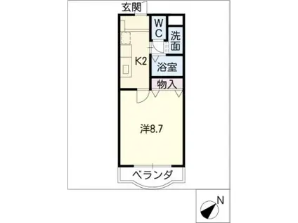 SATUユーアイ(1K/2階)の間取り写真