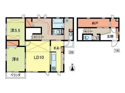 CONFITURE(2SLDK/1階)の間取り写真