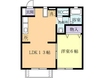 ベルコーポE(1LDK/1階)の間取り写真
