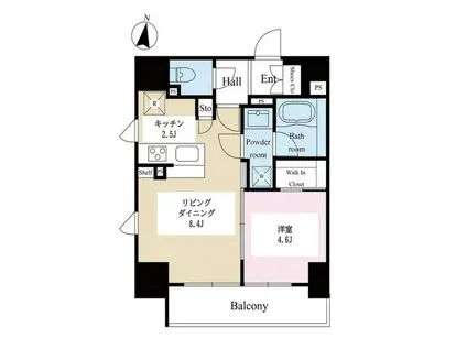 テラス文京本郷(1LDK/8階)の間取り写真