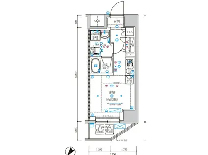 スパシエオーブ横浜(ワンルーム/3階)の間取り写真