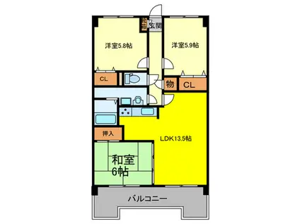 リバーサイドII(3LDK/2階)の間取り写真