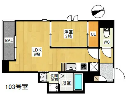 GRANDTIC 竹下(1LDK/1階)の間取り写真