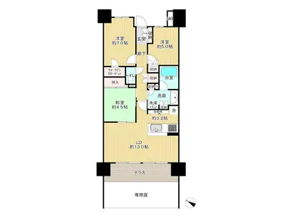ザ・パークハウス津田沼奏の杜(3LDK/1階)の間取り写真