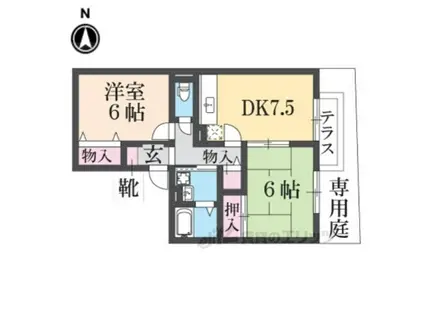 メゾンラフィーネB棟(2DK/1階)の間取り写真