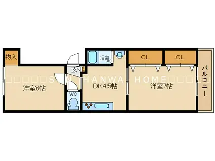 阪本マンション(2DK/3階)の間取り写真