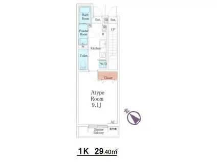 リブリ・富士(1K/1階)の間取り写真