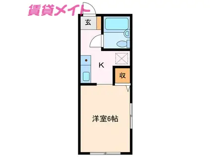 グランメール鈴鹿(1K/2階)の間取り写真